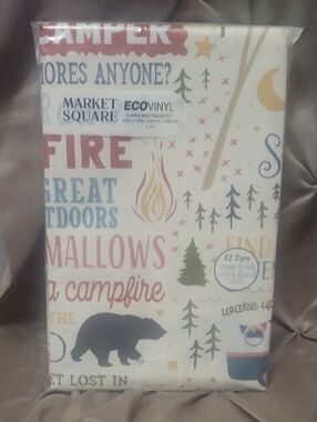 Market Square EcoVinyl Camper Campfire Print Tablecloth